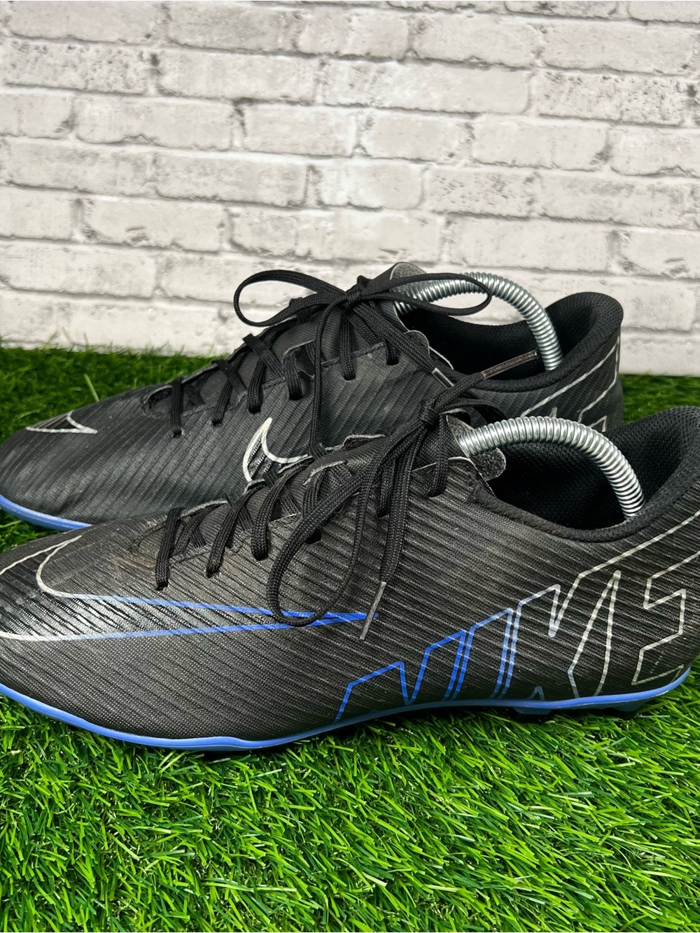 Nike Mercurial Vapor 15 Club Soccer Turf Shoes Black Blue Men's Sz 10.5